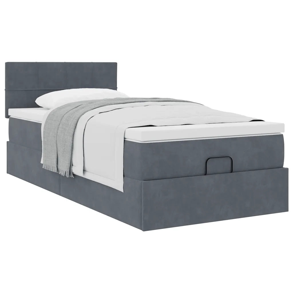 Struttura Letto Pouf con Materasso 180x200 cm in Velluto 3311736