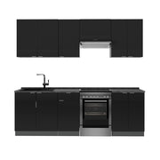 Cucina componibile Fame-Line Nero rigato/Antracite 240 cm, PT Antracite Vicco