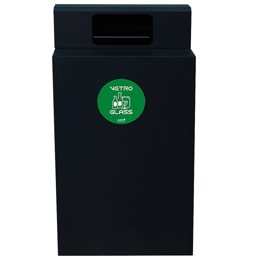Contenitore per Raccolta Differenziata Capacità 100 L con Etichette 45x50x96 cm in Acciaio Verniciato Antracite