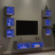 Mobili TV a Muro con LED 8pz Grigio Sonoma Legno Multistrato 3216638