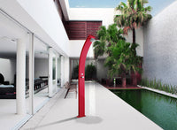 Doccia Solare da Esterno Giardino 30L Miscelatore Arkema Spring Fascia Inox Bianco Crema