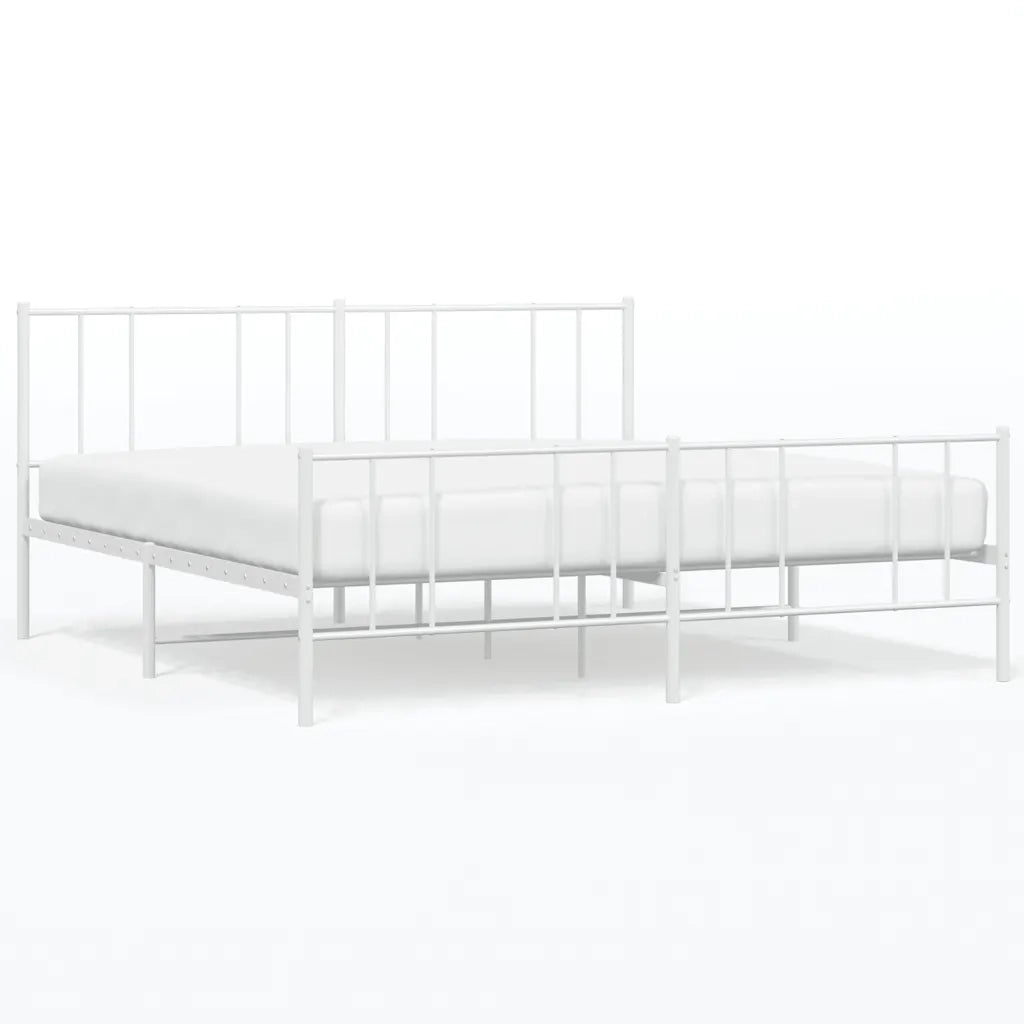 Giroletto con Testiera e Pediera Metallo Bianco 180x200 cm 352551