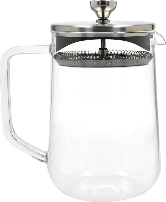 Teiera per 4 persone/1L con coperchio - Uovo per tè in vetro termoresistente - Filtro in acciaio inossidabile - Foglie di tè - Infusori di caffè macinati.