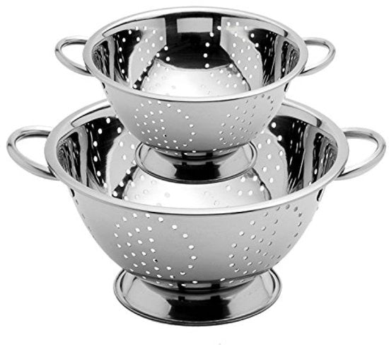 Afdruiprek con Sostegno - Set di 2 - 18 e 24 centimetri con Maniglie in Acciaio Inox