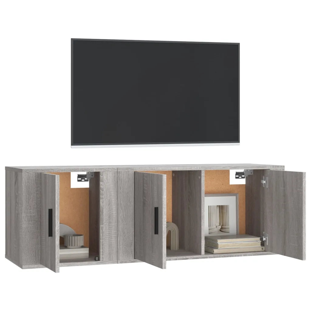 Set Mobili Porta TV 2 pz-Set di 2 Credenza per TV Grigio Sonoma in Legno Multistrato 963464