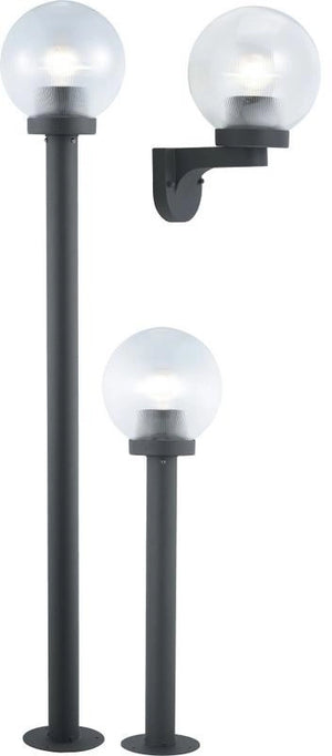 LAMPIONE SERIE GLOBO 4 PZ. IN ALLUMINIO NERO 60W ALTEZZA CM.120