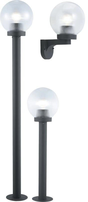 LAMPIONE SERIE GLOBO 4 PZ. IN ALLUMINIO NERO 60W ALTEZZA CM.120