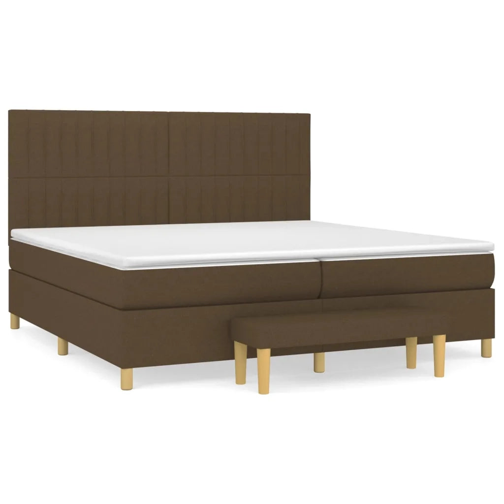Giroletto a Molle con Materasso Marrone Scuro 200x200cm Tessuto 3137344