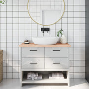 Piano Bagno 100x30x(2-4) cm in Legno Massello Non Trattato 3156030
