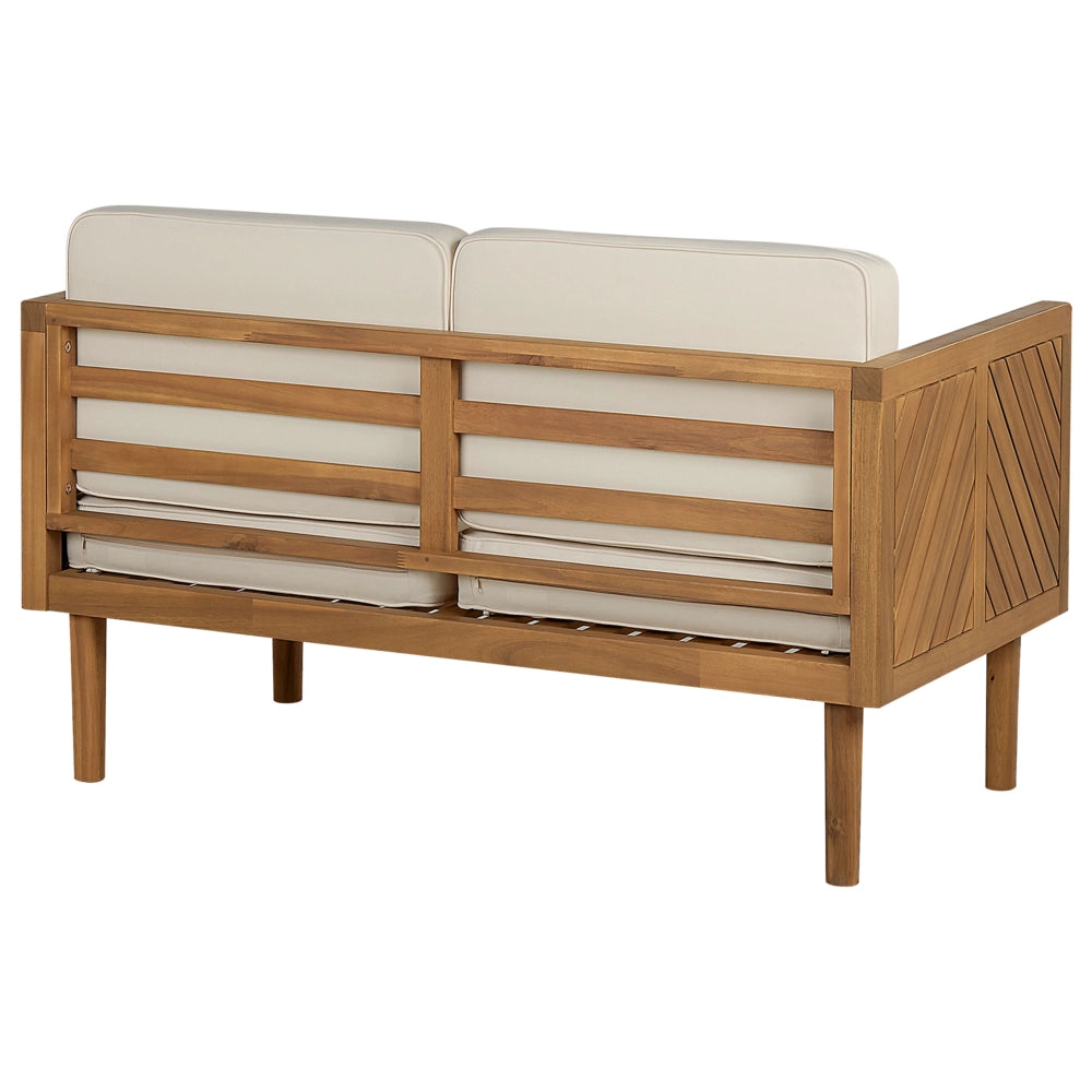 Set divani da giardino in legno di acacia cuscini beige chiaro 6 posti salotto da esterno design moderno