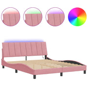Letto matrimoniale | Letto per adulti | Giroletto con LED senza Materasso Hanko Rosa 160x200 cm in Velluto