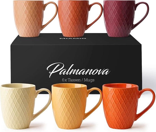 Set di tazze da caffè Palmanova collezione 6 x 400 ml / bicchieri tazze moderne tazze da caffè ceramica moka mat grande tazza da caffè