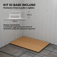 Capanno Attrezzi con Tetto Inclinato, 2 Ingressi e Prese d'Aria, in Acciaio Zincato, 213x130x172 cm, Grigio