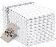 Set di 10 Asciugamani per Tavolo - Cotone 50x70 cm - Assorbente e Duraturo - Qualità da Bar - Grigio/Bianco a Righelli