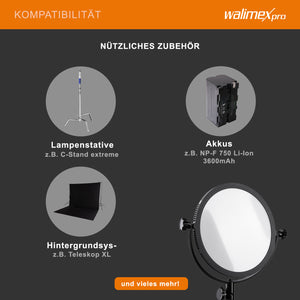 Soft LED 300 Lampada rotonda fotografica, Pannello LED piatto per fotografia 30 W, Luce per video e foto con staffa a U, temperatura colore 5600 K