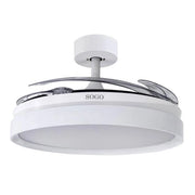 Ventilatore da soffitto 105 cm con pale retrattili, motore DC 30W, luce LED 40W, 6 velocità, timer e telecomando - SOGO