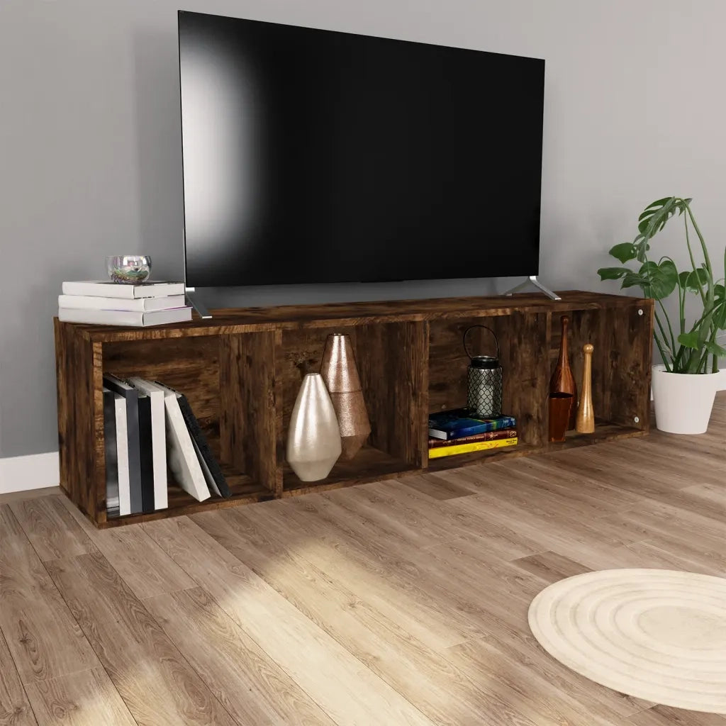 Libreria-Mobile TV Rovere Fumo 36x30x143cm in Legno Multistrato