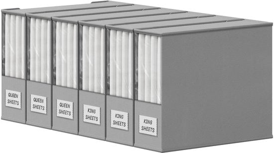 Set di 6 Borsali di Deposito per Piumoni - Soluzione di Stoccaggio per Piumoni - Grigio chiaro - Risparmia spazio e facile da utilizzare - Ideale per lenzuola King Size