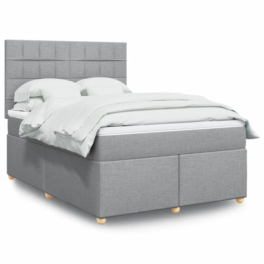 Giroletto a Molle con Materasso Grigio Chiaro 140x200cm Tessuto