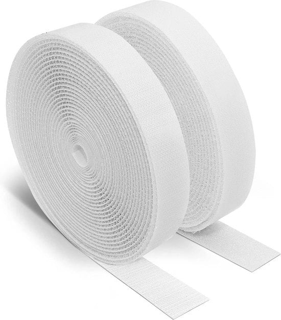 Adesivo extra resistente per fissaggio - 10M x 20mm - resistente all'usura e doppio - bianco - per viti e fissaggi - chiusura adesiva Adesivo per fissaggio