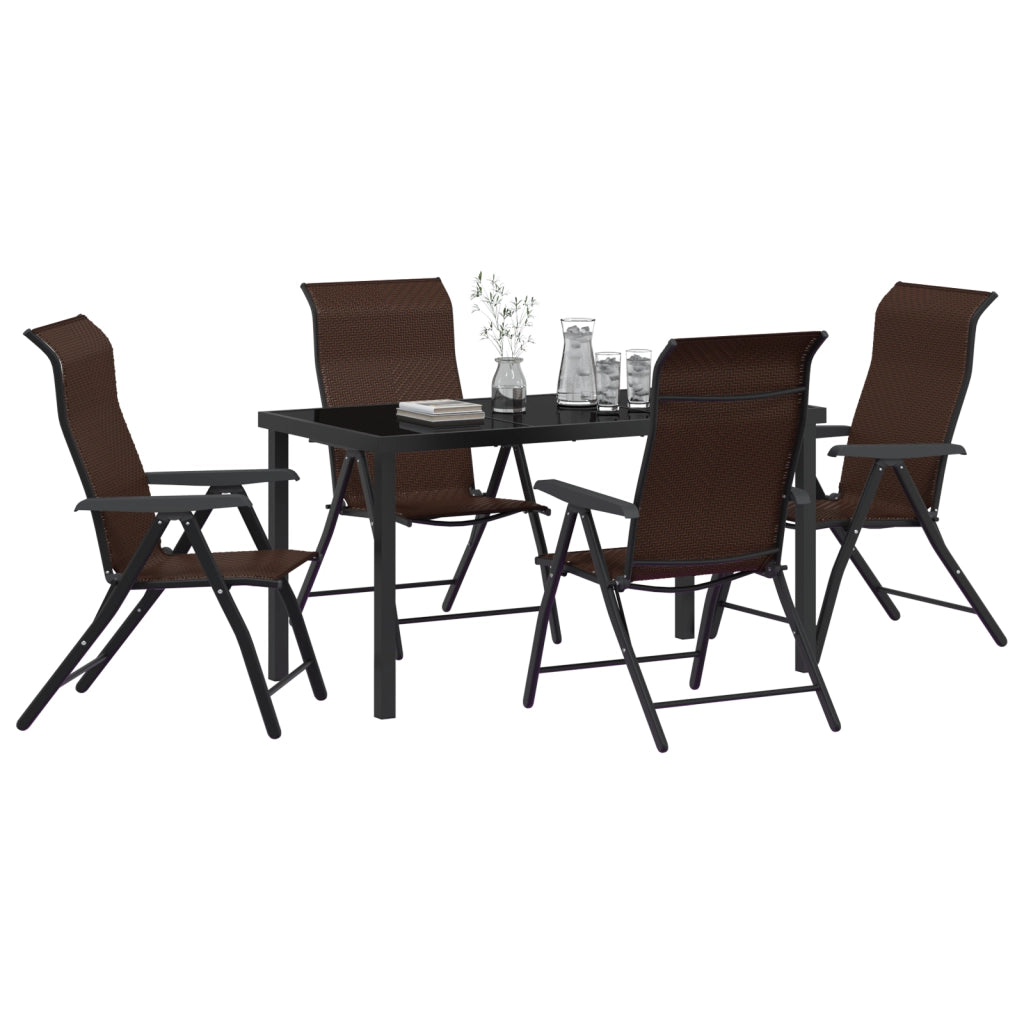 Set da pranzo da giardino 5 pezzi marrone in polyrattan