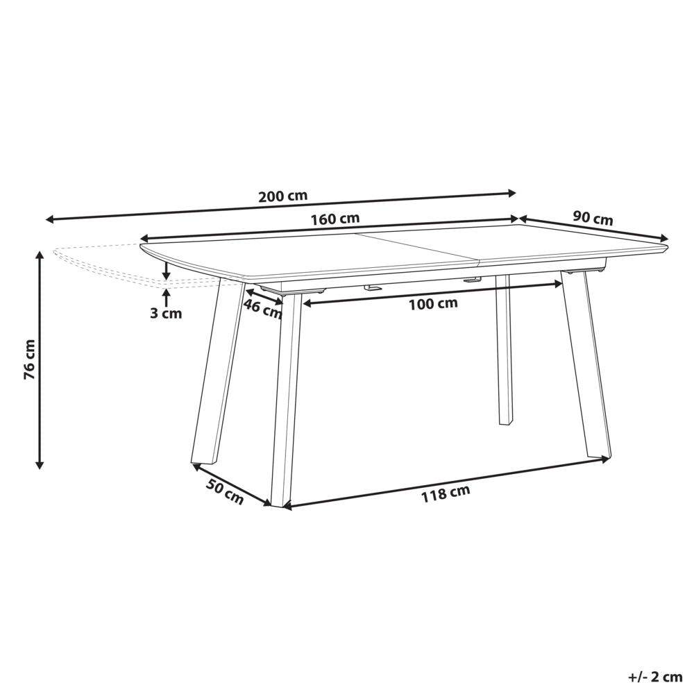 Tavolo da Pranzo Allungabile Piano in Legno Scuro e Gambe in Metallo Nero 160/200 cm