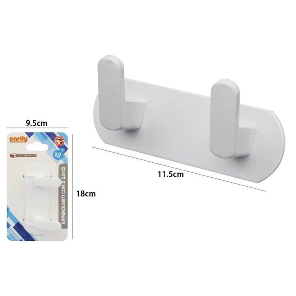 Trade Shop - Appendiabiti Con 2 Ganci Appendino Portasciugamano Bagno Casa Cucina Bianco 59741 -