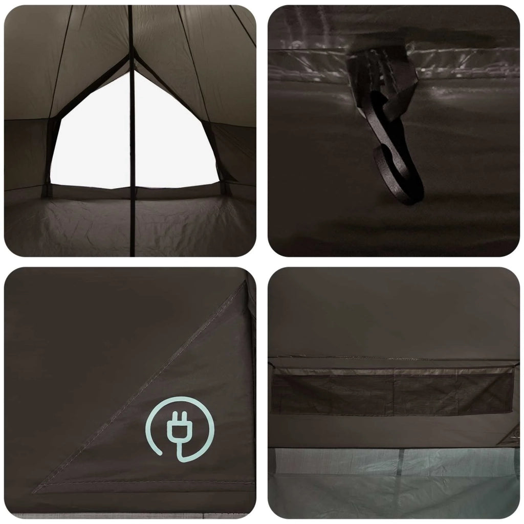 Tenda Tipi con tetto Marrone Grigio 400 x 400 x 250 cm 42029029