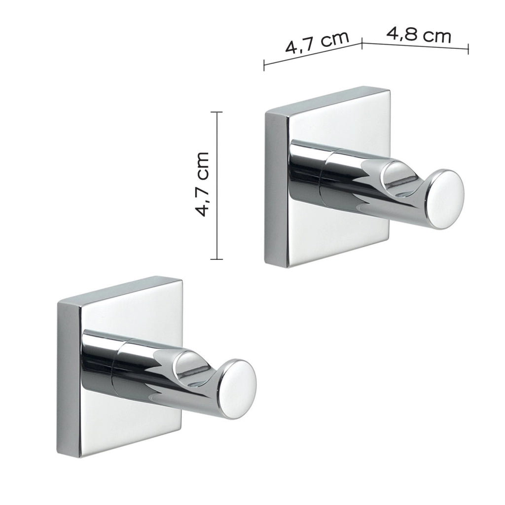 2 appendiabiti da muro in acciaio inox AISI 304 e Cromall FJ27 Gedy serie FUJI Satinato