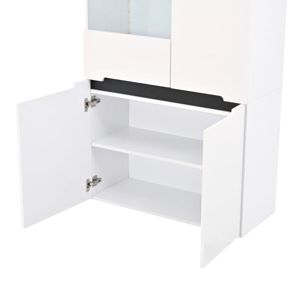 VETRINA LED 80x35x180 cm MDF Bianca, 4 ante