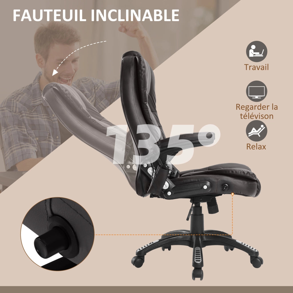 Poltrona da ufficio massaggiante e riscaldante elettrica ¨C zephmum ¨C rivestimento similpelle marrone