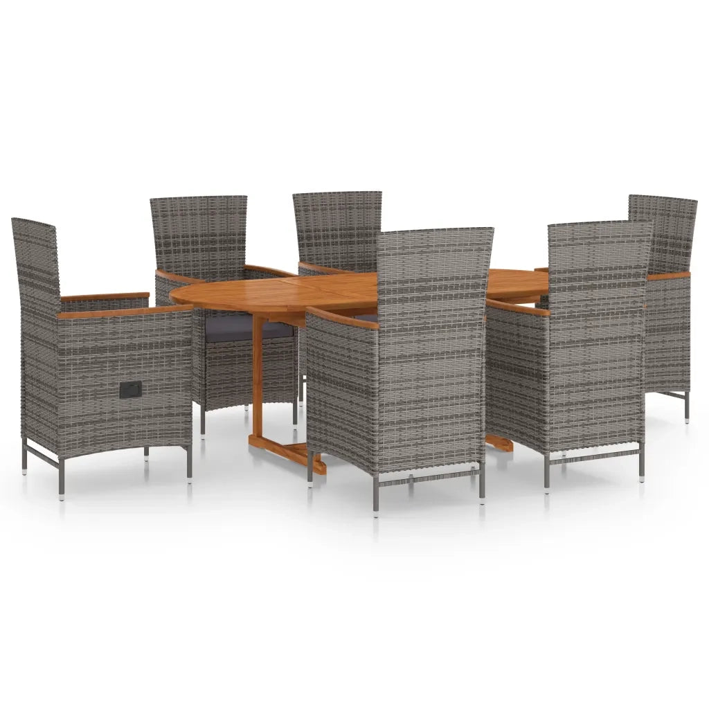 Set Mobili da Pranzo per Giardino 7 pz in Polyrattan Grigio cod mxl 36043