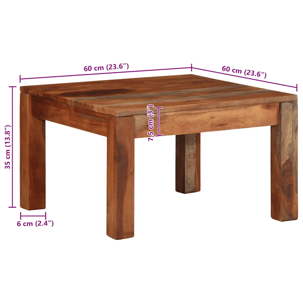 vidaXL Tavolino da Caffè 60x60x35 cm in Legno Massello di Acacia