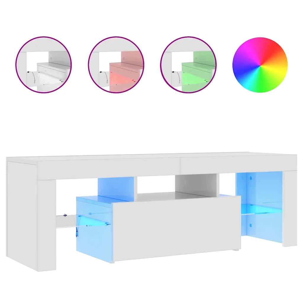 Mobile Porta TV con Luci LED Bianco Lucido 120x35x40 cm 804352