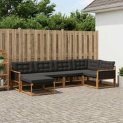 Set di divani da esterno 6 pz Naturale e Nero 3381528
