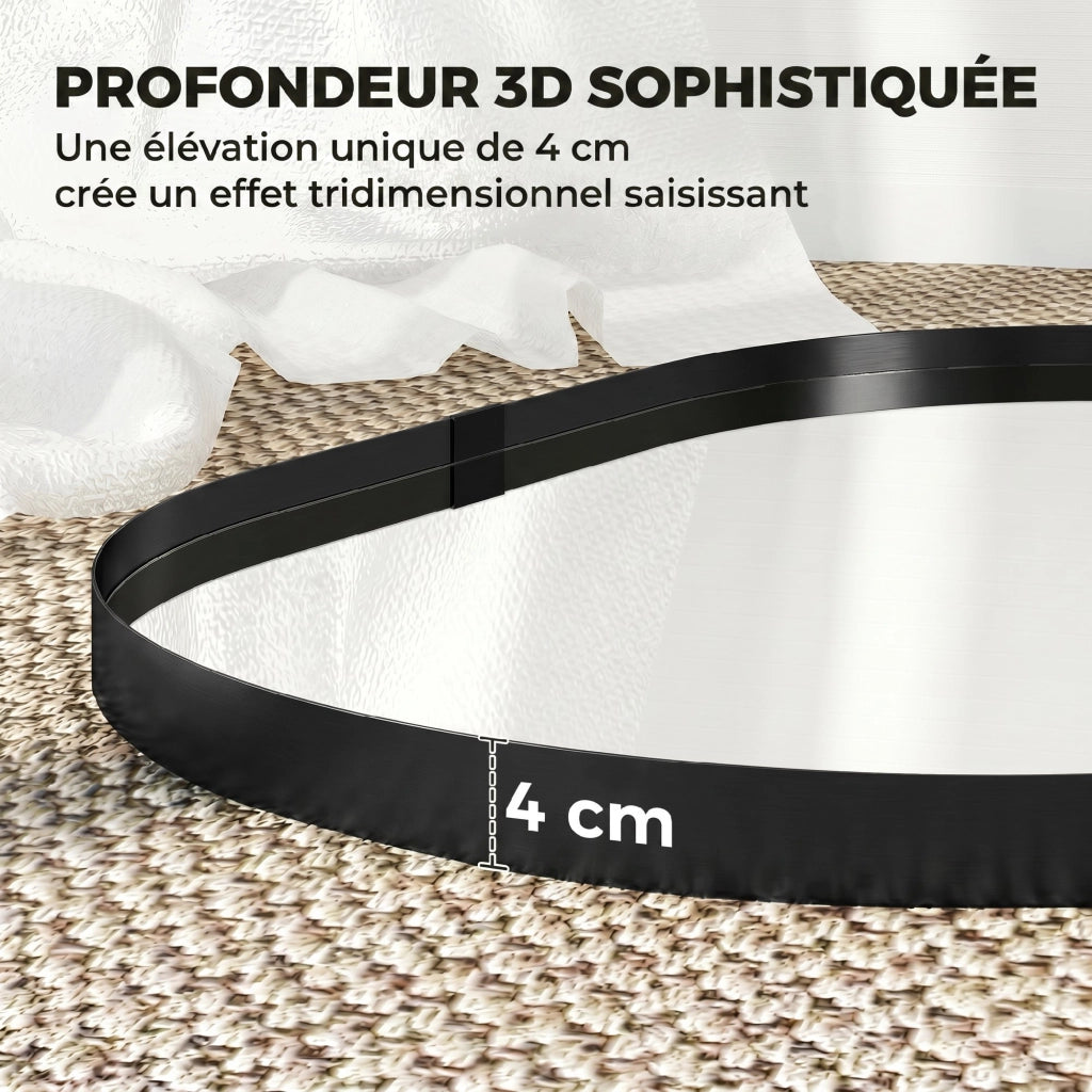 Specchio da Parete 60x90 cm ¨C Xylo ¨C Vetro Temperato Cornice Alluminio Nero