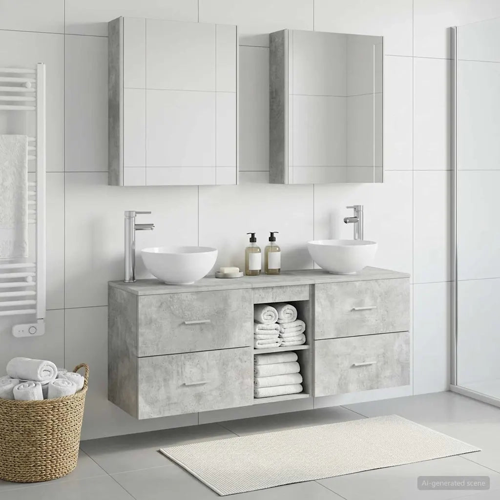 Set di Armadi da Bagno 5 pcs Grigio Cemento 53 x 15,5 x 70 cm 3406690
