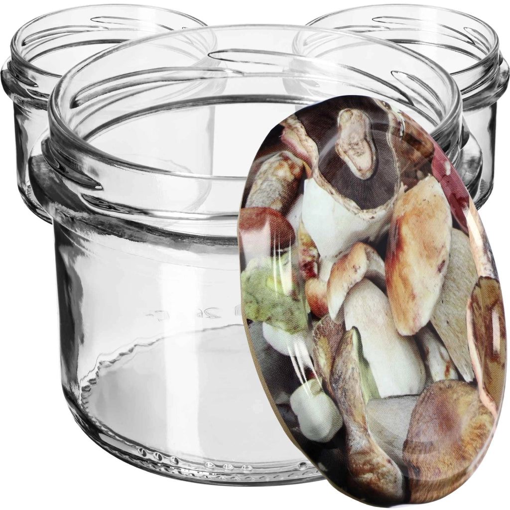 KADAX Barattoli Tartu 235ml 10pz 82mm + coperchi "Funghi"