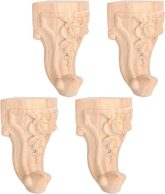 Set di 4 Supporti in Legno per Tavolo e Sedia - Stile Europeo, Lavorazione in Legno Massello - Set da 4 Pezzi (10 * 5cm)