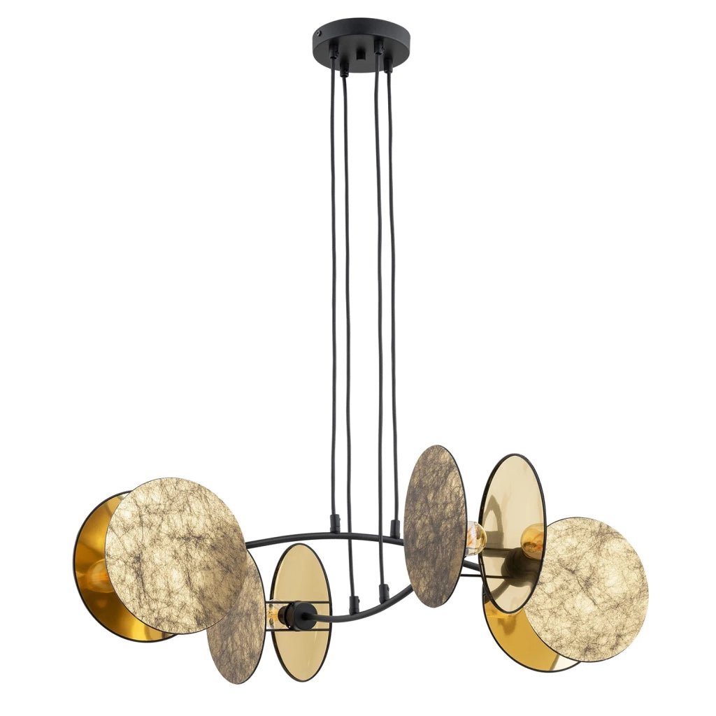Lampada A Sospensione 4 Luci Moderna Nut In Acciaio Effetto Marmo Bianco