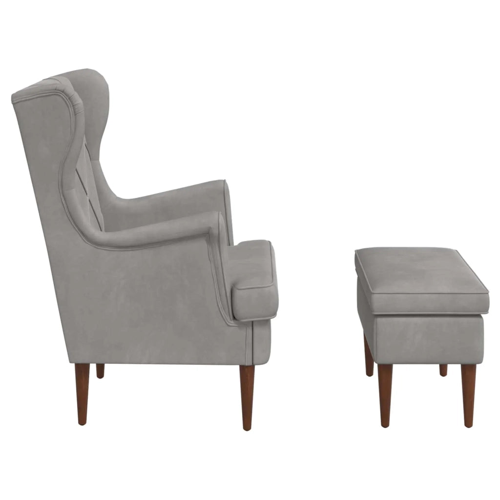 Poltrona con Ottomano 2 pz Grigio Chiaro Velluto 3418842
