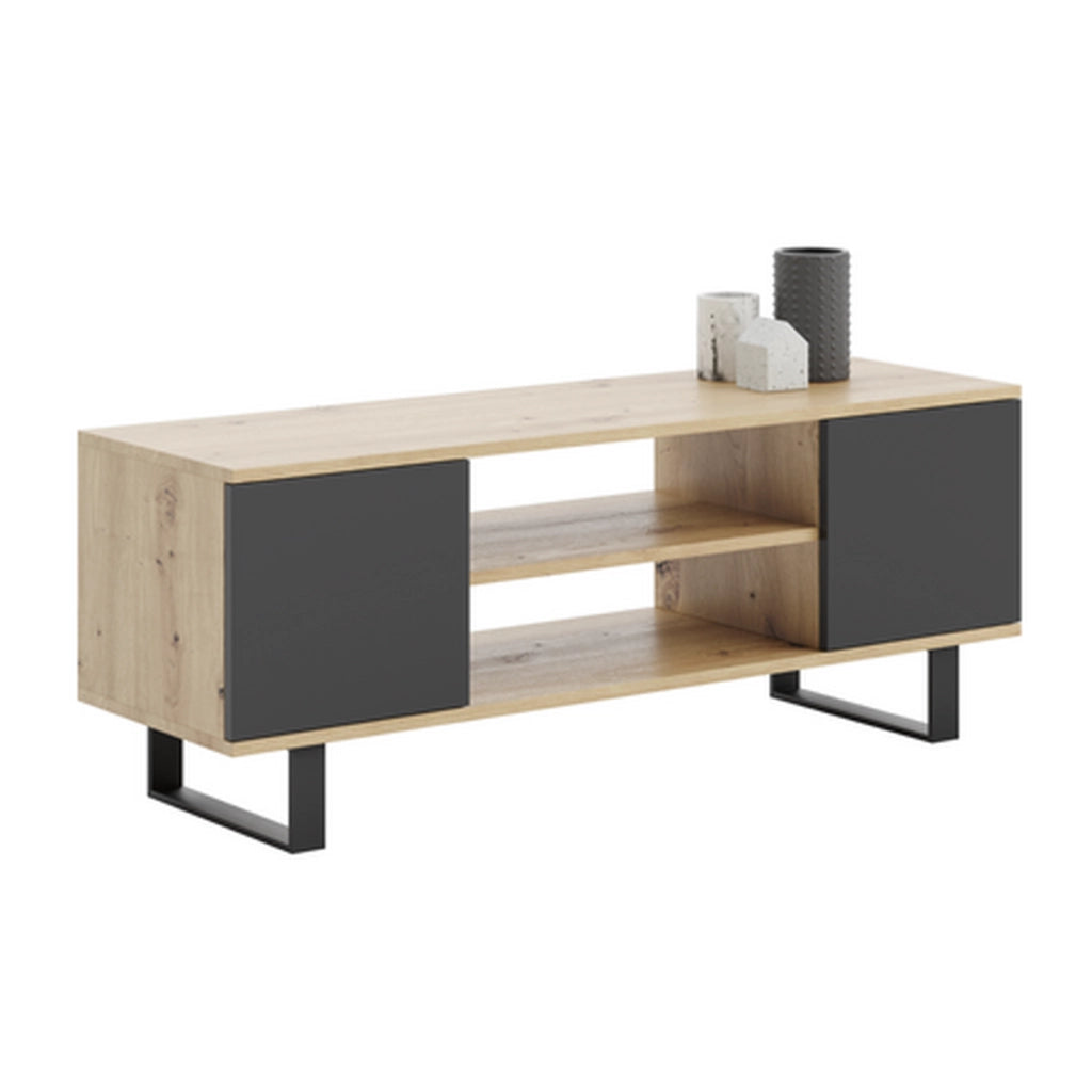 Mobile porta TV Focus 155 cm in rovere artisan e metallo