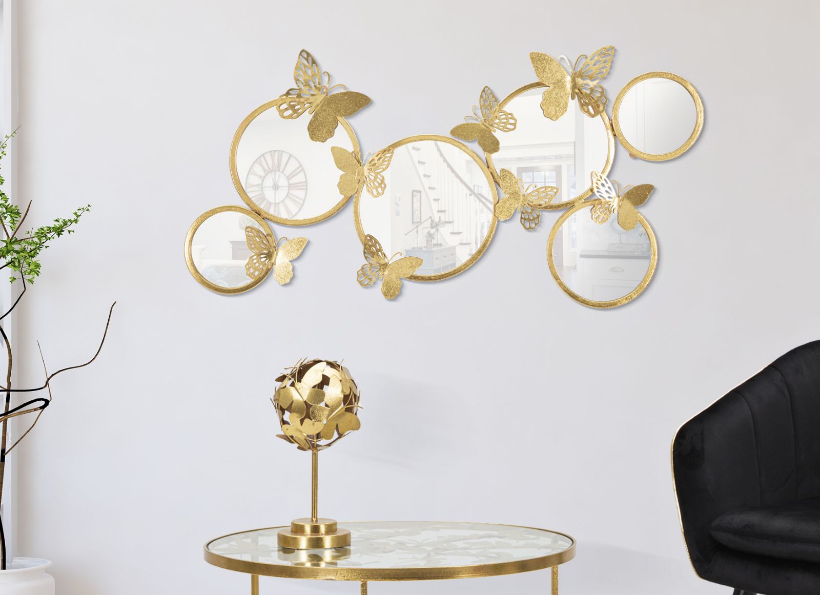 Pannello da Muro Farfalla Mirror 89,5x4,5x45,5 cm in Ferro