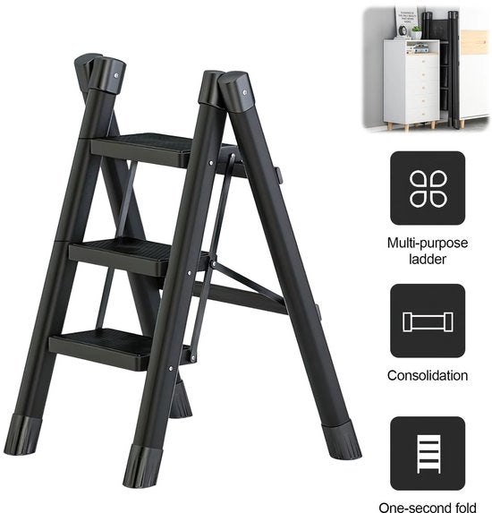 Scala Opvougbile Portatile per Cucina con Struttura in Alluminio