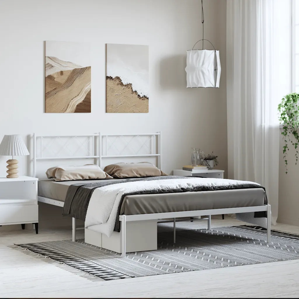 Giroletto con Testiera Metallo Bianco 135x190 cm