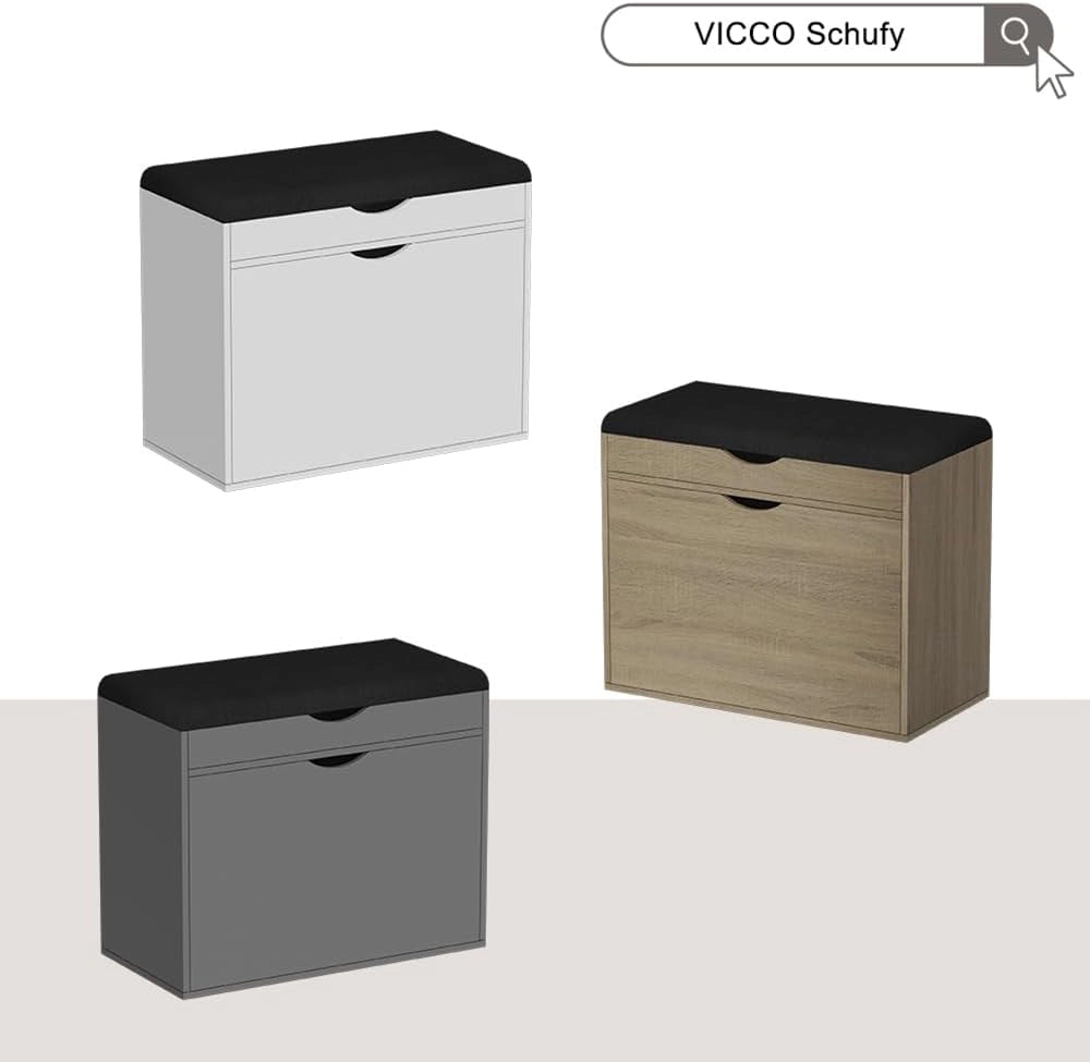 Vicco Panca scarpiera da ingresso Schufy, Sonoma, 60 x 51 cm con 2 scomparti