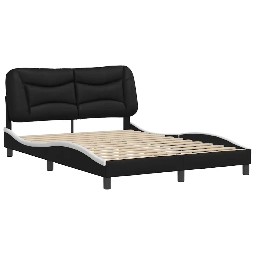 Giroletto senza Materasso-Struttura Letto Hvar Nero e Bianco 140x190 cm in Similpelle