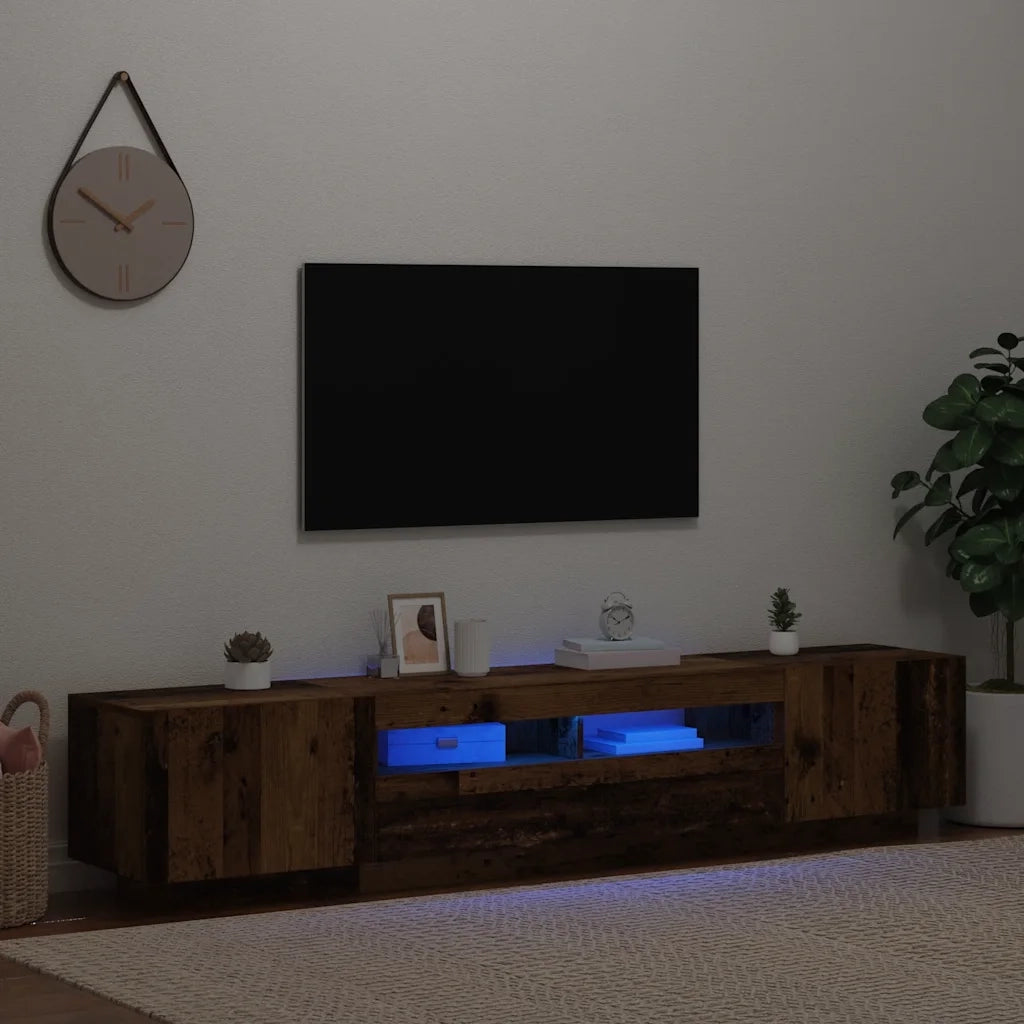 Mobile Porta TV con LED-Mobile per TV-Credenza TV Legno Antico 200x35x40 cm Truciolato