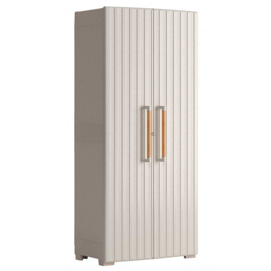 Armadio da Esterno 3 Ripiani 80x45x180H cm in Plastica Keter Groove Alto Sabbia/Beige