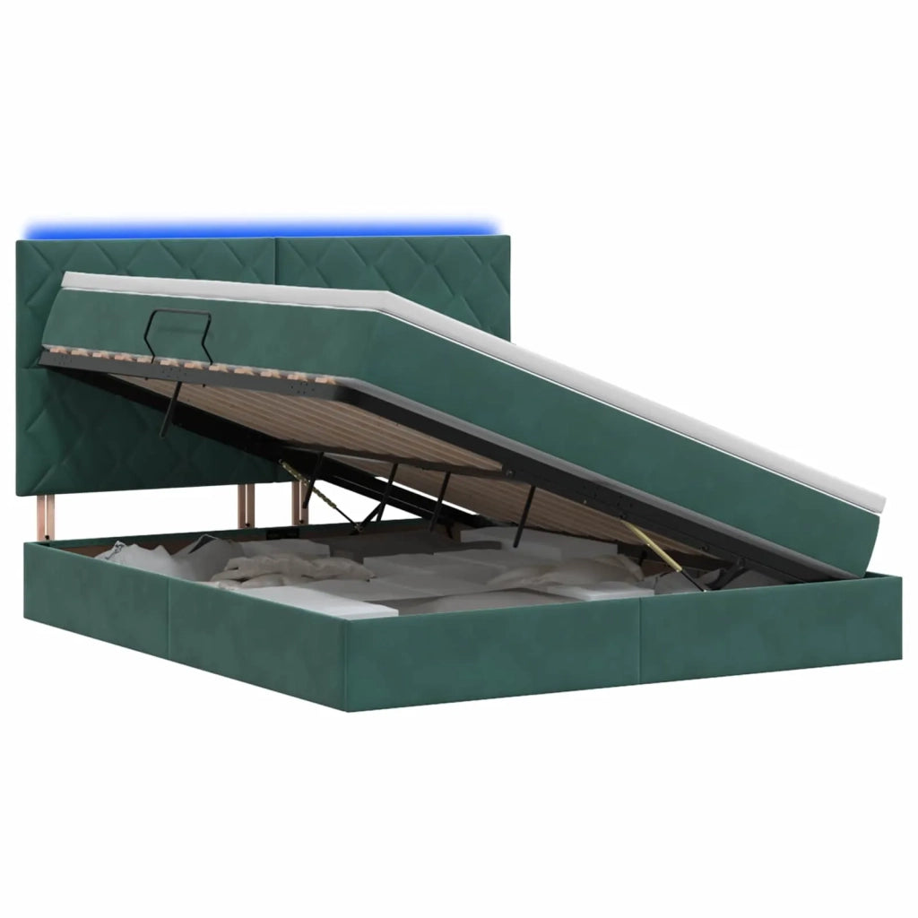 Letto con contenitore LED e materasso Verde Scuro 180 x 200 cm 3460209